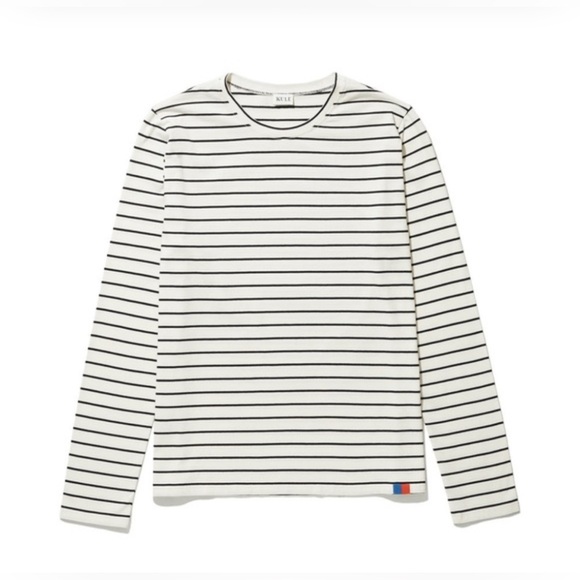 NWT Kule The Modern Long Tee T-Shirt Cream Navy Pinstripe - Picture 1 of 5